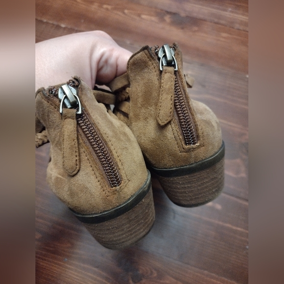 CASLON Genuine Leather Upper Braided Straps Boho Chic Suede Booties - Picture 8 of 9